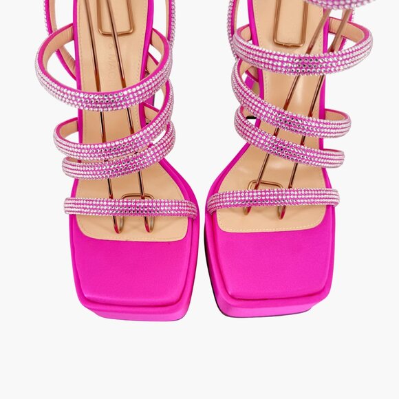Mach & Mach Sydney Crystal Platform Sandals EU 37.5 US US 6.5-7 Pink High Heel - Picture 3 of 10